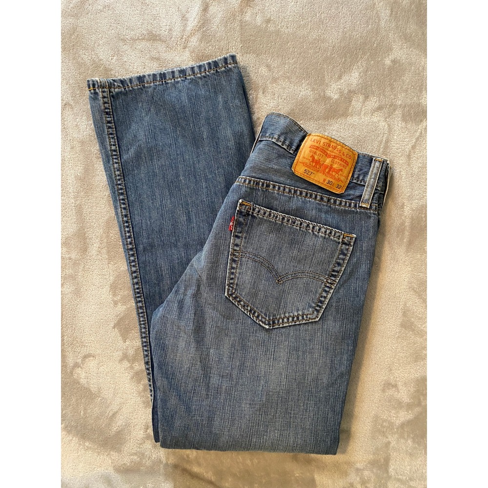 Levi's Jeans Mens 30x32 Blue 527 Slim Bootcut Cotton Denim Western Cowboy